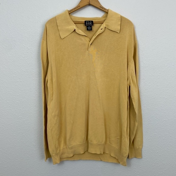 Jos. A Bank 100% Silk Golden Tan Collared knit sweater size XXL - Picture 1 of 4